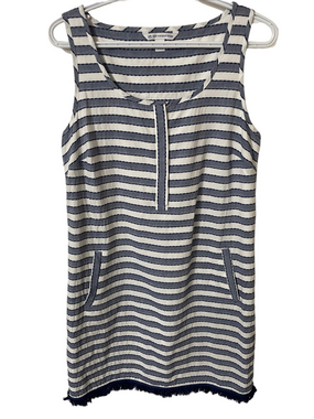 Southern Tide Navy and White Striped Sleeveless Shift Dress Size Small